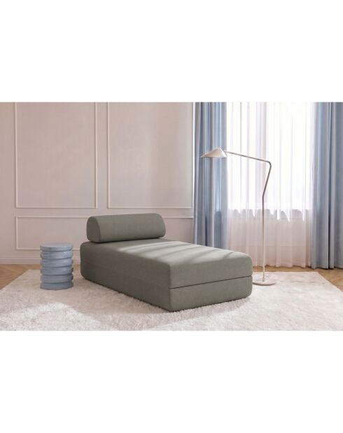 Méridienne convertible et modulable en tissu lisse Gemma taupe - 190x95x70,5 cm