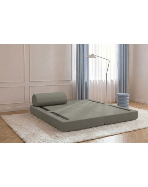 Méridienne convertible et modulable en tissu lisse Gemma taupe - 190x95x70,5 cm