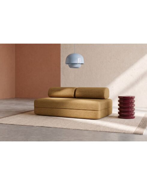 Canapé droit convertible et modulable 3 places en tissu tweed Coco jaune - 190x95x70,5 cm