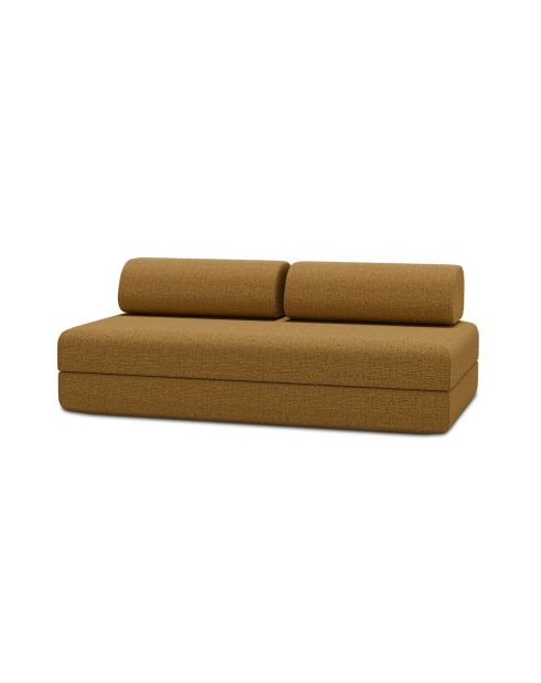 Canapé droit convertible et modulable 3 places en tissu tweed Coco jaune - 190x95x70,5 cm