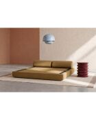 Canapé droit convertible et modulable 3 places en tissu tweed Coco jaune - 190x95x70,5 cm