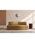 Canapé droit convertible et modulable 3 places en tissu tweed Coco jaune - 190x95x70,5 cm