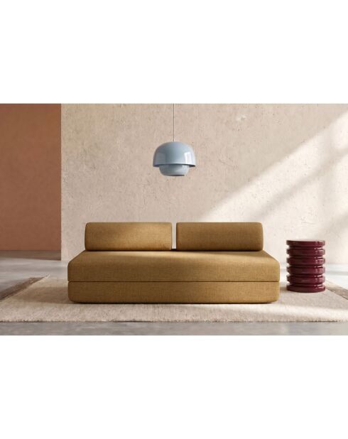 Canapé droit convertible et modulable 3 places en tissu tweed Coco jaune - 190x95x70,5 cm
