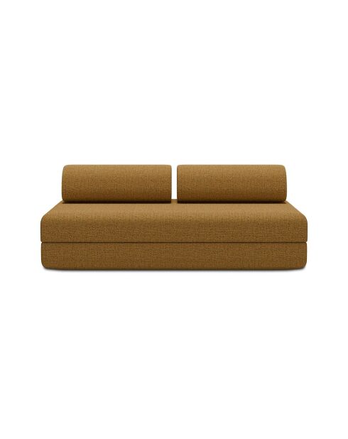 Canapé droit convertible et modulable 3 places en tissu tweed Coco jaune - 190x95x70,5 cm