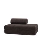 Canapé droit convertible et modulable 2 places en velours côtelé Lincoln marron - 148x95x70,5 cm