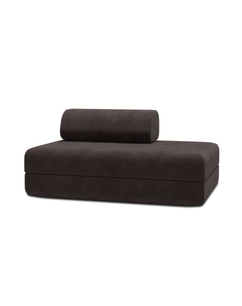 Canapé droit convertible et modulable 2 places en velours côtelé Lincoln marron - 148x95x70,5 cm