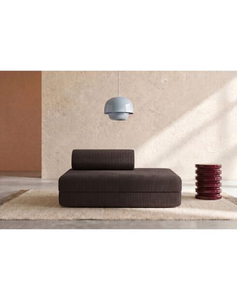 Canapé droit convertible et modulable 2 places en velours côtelé Lincoln marron - 148x95x70,5 cm