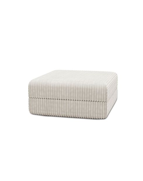 Pouf convertible et modulable en velours côtelé xl Tilia blanc - 95x95x42 cm
