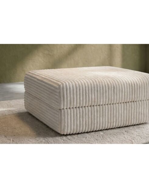 Pouf convertible et modulable en velours côtelé xl Tilia blanc - 95x95x42 cm