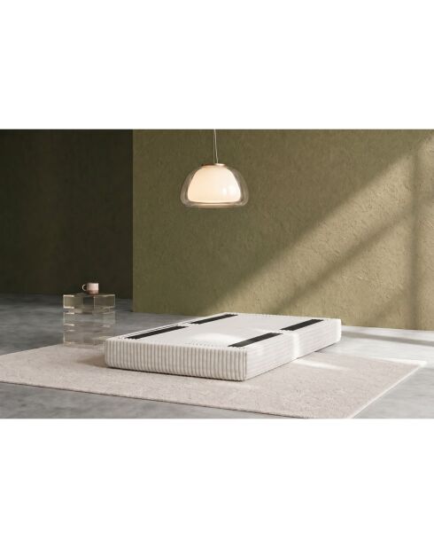 Pouf convertible et modulable en velours côtelé xl Tilia blanc - 95x95x42 cm