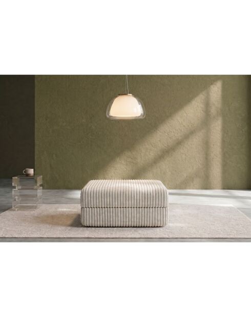 Pouf convertible et modulable en velours côtelé xl Tilia blanc - 95x95x42 cm