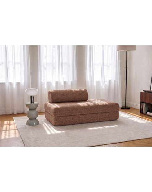 Canapé droit convertible et modulable 2 places en tissu tweed Coco rouge - 148x95x70,5 cm