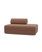 Canapé droit convertible et modulable 2 places en tissu tweed Coco rouge - 148x95x70,5 cm