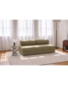 Canapé droit convertible et modulable 3 places en tissu tweed Coco vert - 190x95x70,5 cm