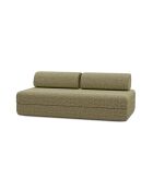Canapé droit convertible et modulable 3 places en tissu tweed Coco vert - 190x95x70,5 cm