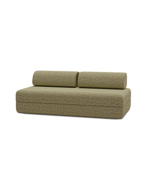 Canapé droit convertible et modulable 3 places en tissu tweed Coco vert - 190x95x70,5 cm
