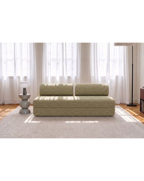 Canapé droit convertible et modulable 3 places en tissu tweed Coco vert - 190x95x70,5 cm