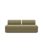 Canapé droit convertible et modulable 3 places en tissu tweed Coco vert - 190x95x70,5 cm