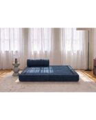 Méridienne convertible et modulable en velours côtelé xl Tilia bleue - 190x95x70,5 cm
