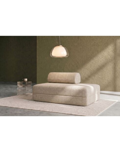 Canapé droit convertible et modulable 2 places en velours côtelé xl Tilia beige - 148x95x70,5 cm