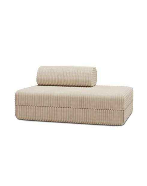 Canapé droit convertible et modulable 2 places en velours côtelé xl Tilia beige - 148x95x70,5 cm