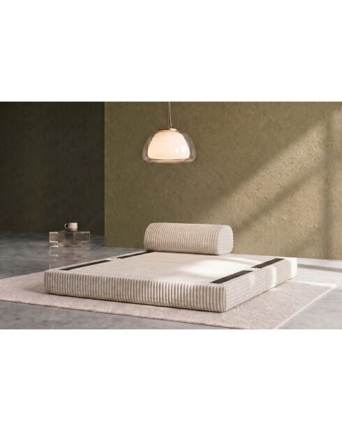 Canapé droit convertible et modulable 2 places en velours côtelé xl Tilia beige - 148x95x70,5 cm
