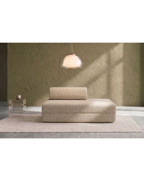 Canapé droit convertible et modulable 2 places en velours côtelé xl Tilia beige - 148x95x70,5 cm