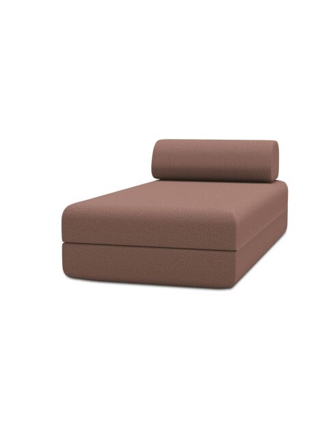 Méridienne convertible et modulable en tissu lisse Gemma terracotta - 190x95x70,5 cm