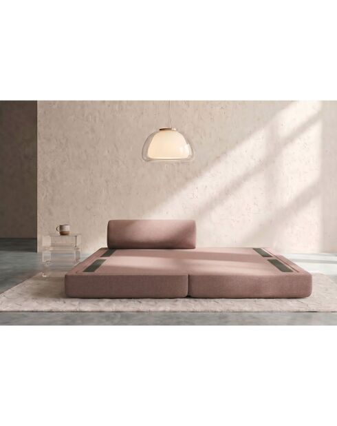 Méridienne convertible et modulable en tissu lisse Gemma terracotta - 190x95x70,5 cm