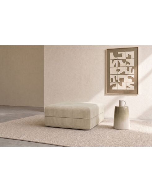 Lincoln-beige converteerbare en modulaire poef van corduroy - 95x95x42 cm