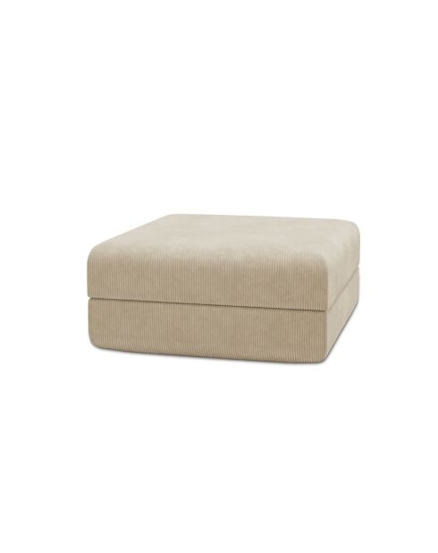 Lincoln-beige converteerbare en modulaire poef van corduroy - 95x95x42 cm