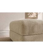 Pouf convertible et modulable en velours côtelé Lincoln beige - 95x95x42 cm