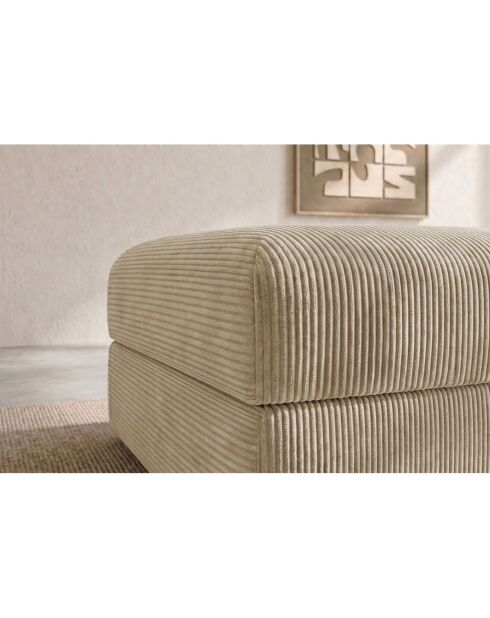 Lincoln-beige converteerbare en modulaire poef van corduroy - 95x95x42 cm