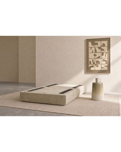 Lincoln-beige converteerbare en modulaire poef van corduroy - 95x95x42 cm
