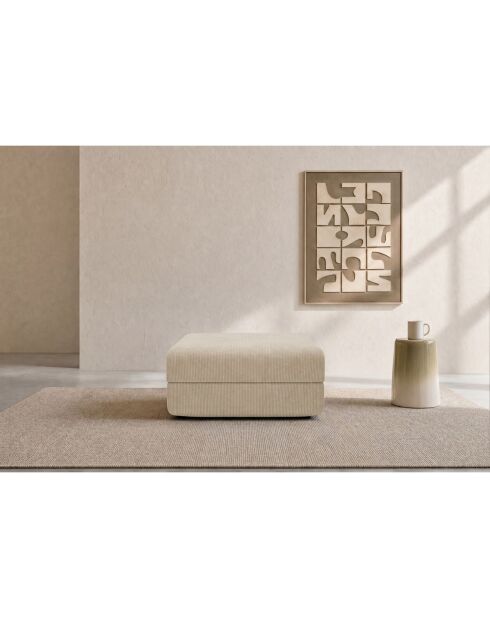 Lincoln-beige converteerbare en modulaire poef van corduroy - 95x95x42 cm