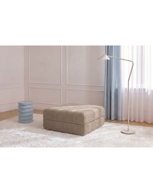 Puf convertible y modular de pana xl Tilia marrón - 95x95x42 cm