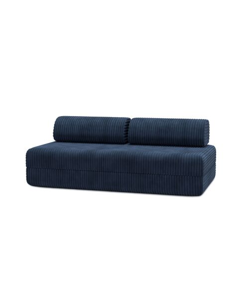 Canapé droit convertible et modulable 3 places en velours côtelé xl Tilia bleu - 190x95x70,5 cm