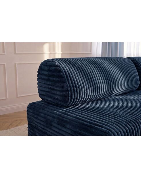 Canapé droit convertible et modulable 3 places en velours côtelé xl Tilia bleu - 190x95x70,5 cm