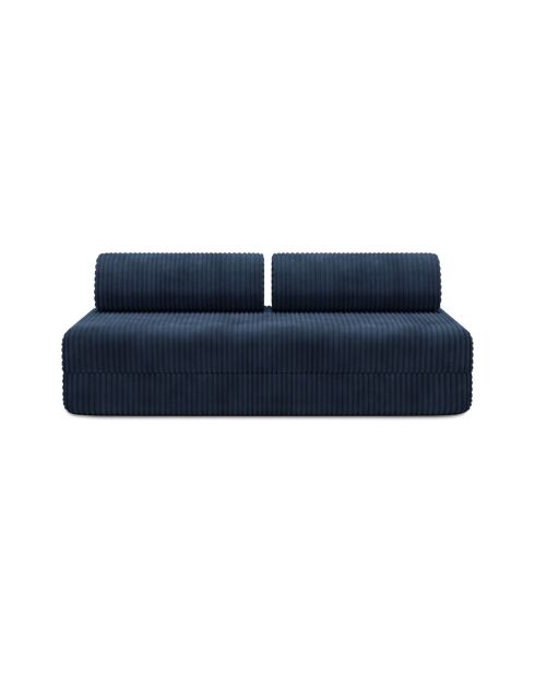 Canapé droit convertible et modulable 3 places en velours côtelé xl Tilia bleu - 190x95x70,5 cm