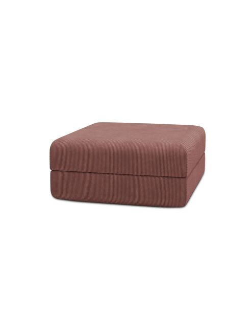 Pouf convertible et modulable en velours côtelé Lincoln rose - 95x95x42 cm