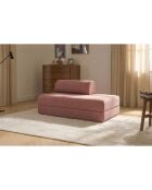 Canapé droit convertible et modulable 2 places en velours côtelé Lincoln rose - 148x95x70,5 cm