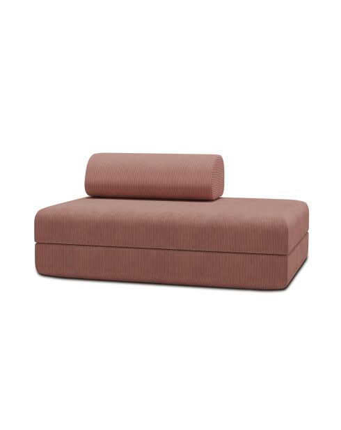 Canapé droit convertible et modulable 2 places en velours côtelé Lincoln rose - 148x95x70,5 cm
