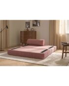 Canapé droit convertible et modulable 2 places en velours côtelé Lincoln rose - 148x95x70,5 cm