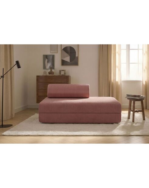 Canapé droit convertible et modulable 2 places en velours côtelé Lincoln rose - 148x95x70,5 cm