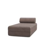 Méridienne convertible et modulable en velours côtelé Lincoln taupe - 190x95x70,5 cm