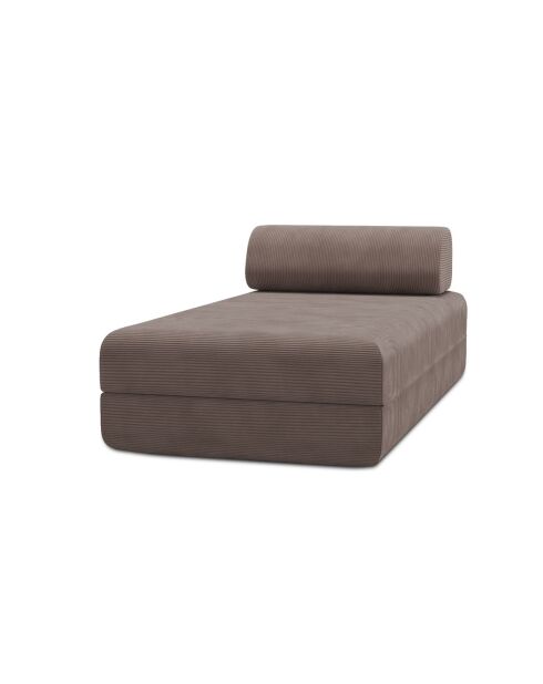 Méridienne convertible et modulable en velours côtelé Lincoln taupe - 190x95x70,5 cm