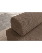 Méridienne convertible et modulable en velours côtelé Lincoln taupe - 190x95x70,5 cm