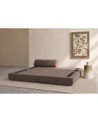 Méridienne convertible et modulable en velours côtelé Lincoln taupe - 190x95x70,5 cm