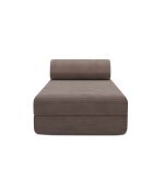 Méridienne convertible et modulable en velours côtelé Lincoln taupe - 190x95x70,5 cm