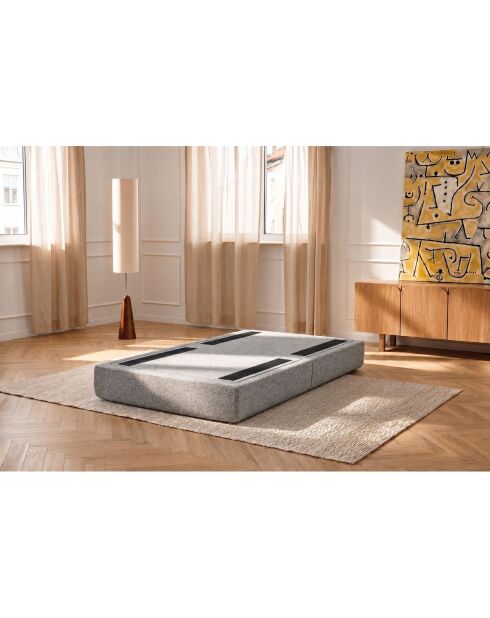 Converteerbare en modulaire voetenbank in grijze Coco tweedstof - 95x95x42 cm
